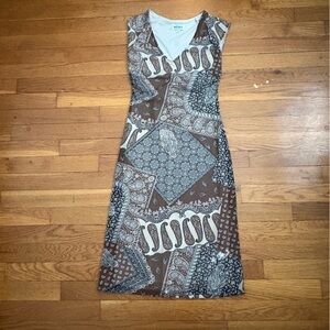 Brown and White Patterned Dress